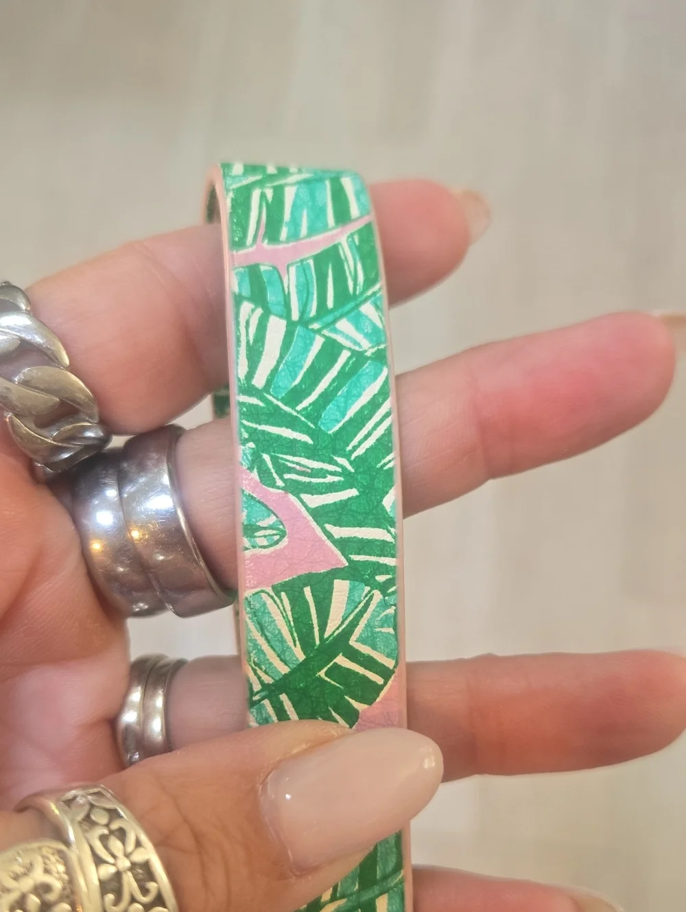 Lilly Pulitzer Green/Pink Design  Strap Wrist Keychain